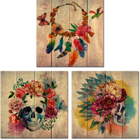 Flowers Feathers Hummingbird Butterfly Giclee Gallery Wrapped Canvas Art New - Picture 4 of 5